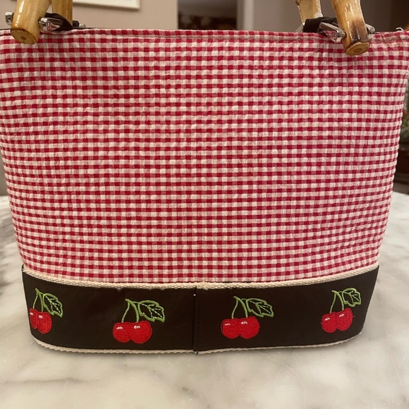Brand New With Tags Croft and Barrow Gingham Cherry Bag - Picture 8 of 9